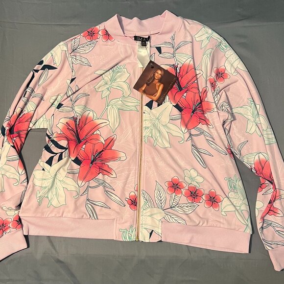 NWT IMAN Reversible Pink Floral Print Jacket - Size XL - Picture 1 of 7